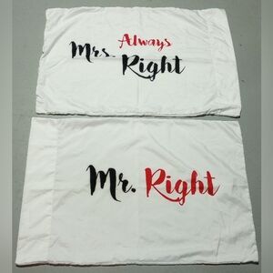 New Set Of Sleepsoft Mr. Right and Mrs. Always Right Pillowcases, Standard Size